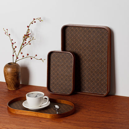 Walnut Wood Glass Tray