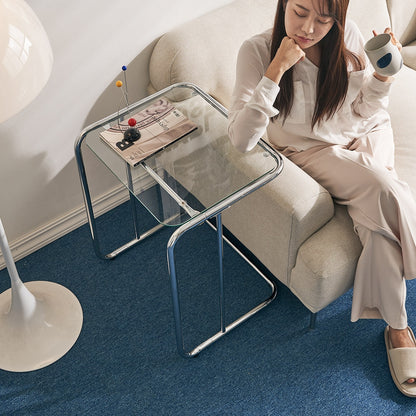Glass C-Frame Side Table