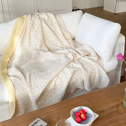 Small Floral Check 4-Layer Gauze Blanket