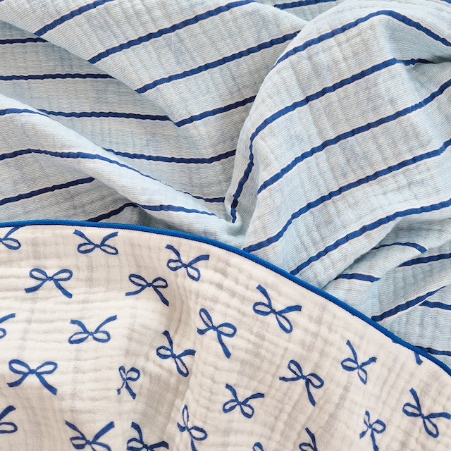Ribbon Line Reversible 4-Layer Gauze Blanket
