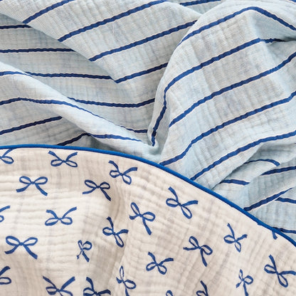 Ribbon Line Reversible 4-Layer Gauze Blanket