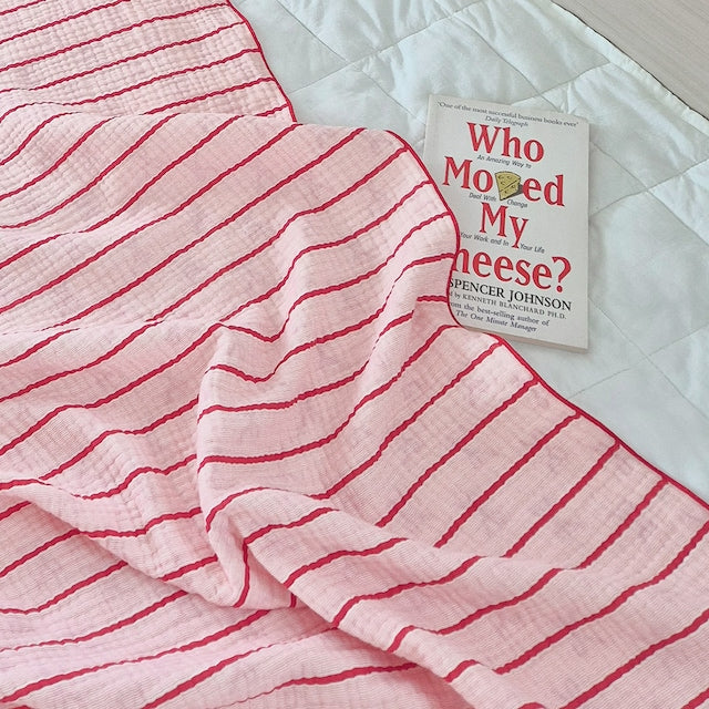 Ribbon Line Reversible 4-Layer Gauze Blanket