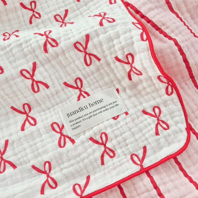 Ribbon Line Reversible 4-Layer Gauze Blanket