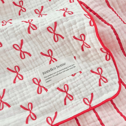 Ribbon Line Reversible 4-Layer Gauze Blanket
