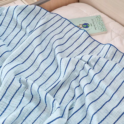 Ribbon Line Reversible 4-Layer Gauze Blanket