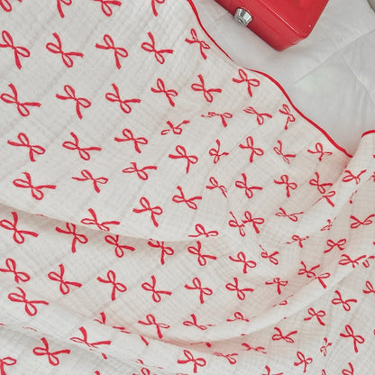 Ribbon Line Reversible 4-Layer Gauze Blanket