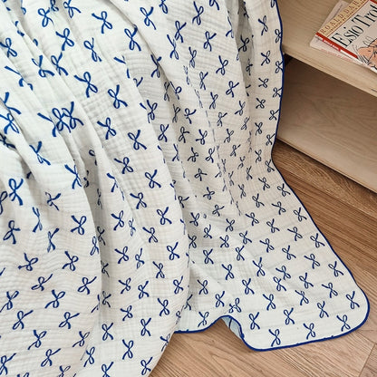 Ribbon Line Reversible 4-Layer Gauze Blanket