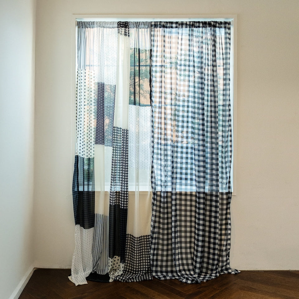 Retro Patchwork Chiffon Door Curtain