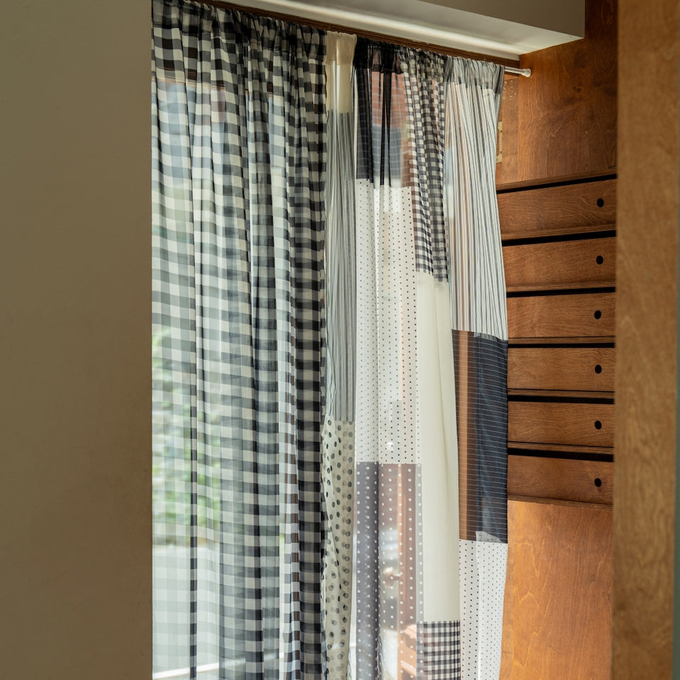 Retro Patchwork Chiffon Door Curtain