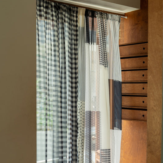 Retro Patchwork Chiffon Door Curtain