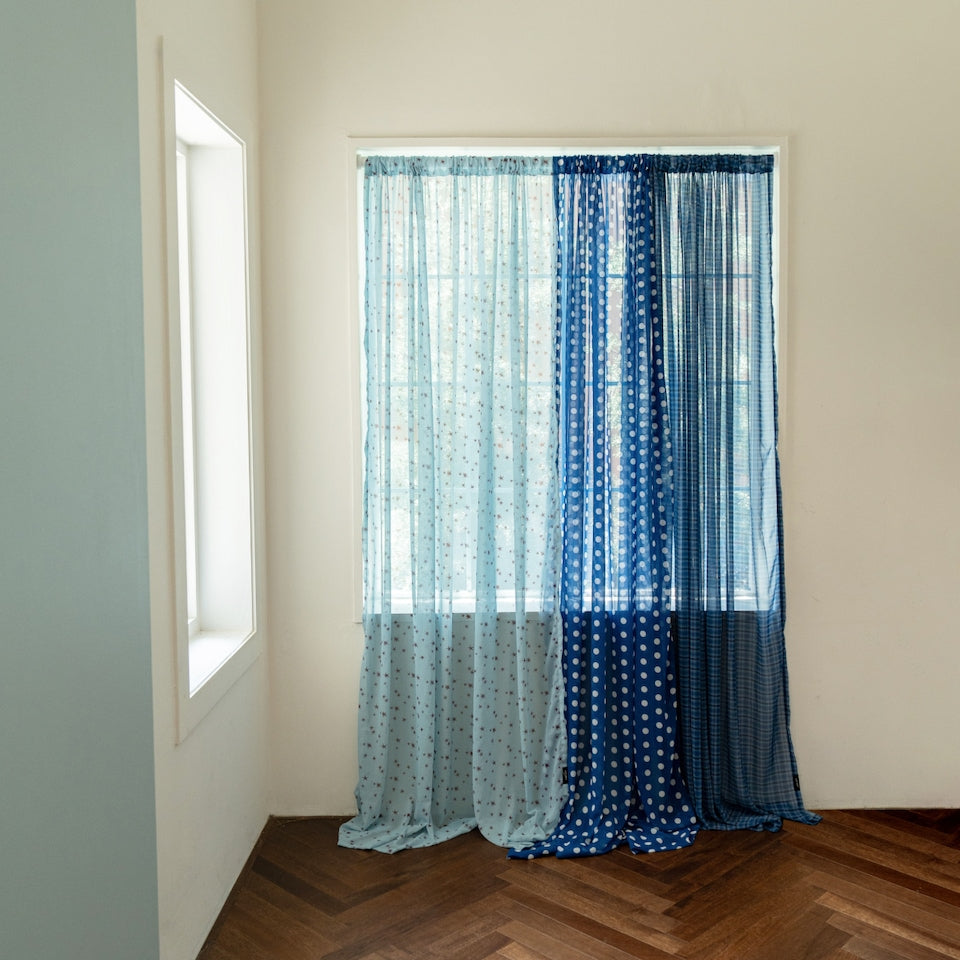 Retro Patchwork Chiffon Door Curtain