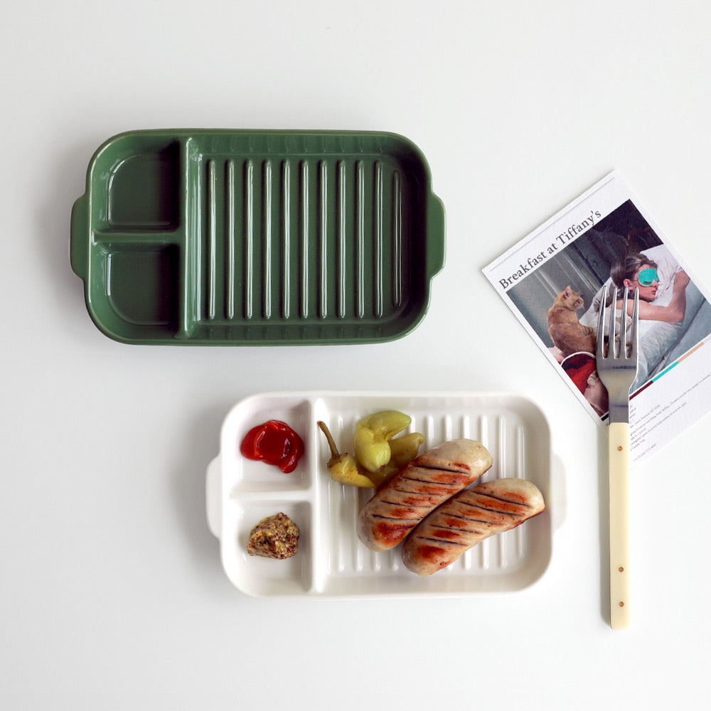 Odette Ceramic Divided Side Plate Set (2-Piece)