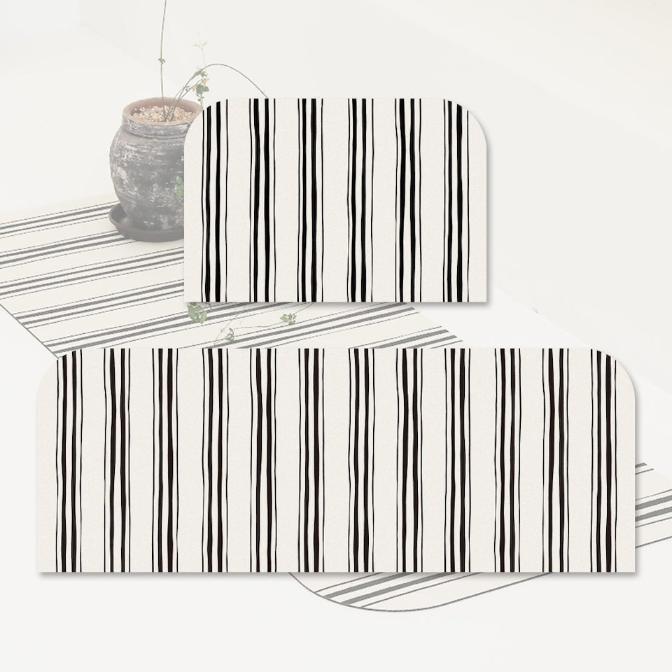 Washable Stripe Diatomite Shape Bath Mat
