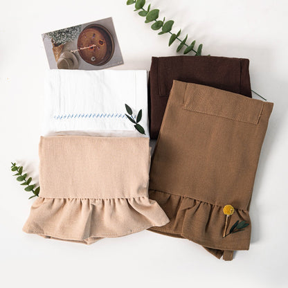 Ruffled Linen-Blend Half Apron