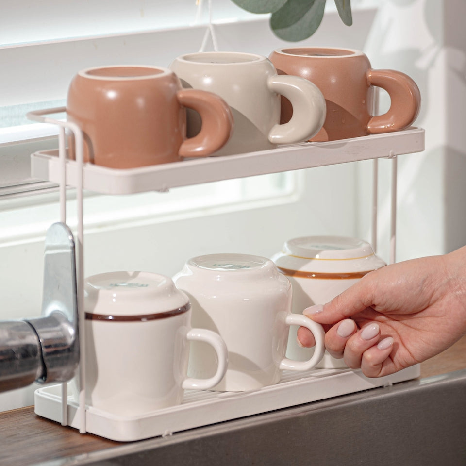 Cup & Mug Drying Rack with Drain Tray