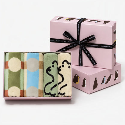 Warmgrey Tail Face & Hand Towel Gift Set (4-Piece)