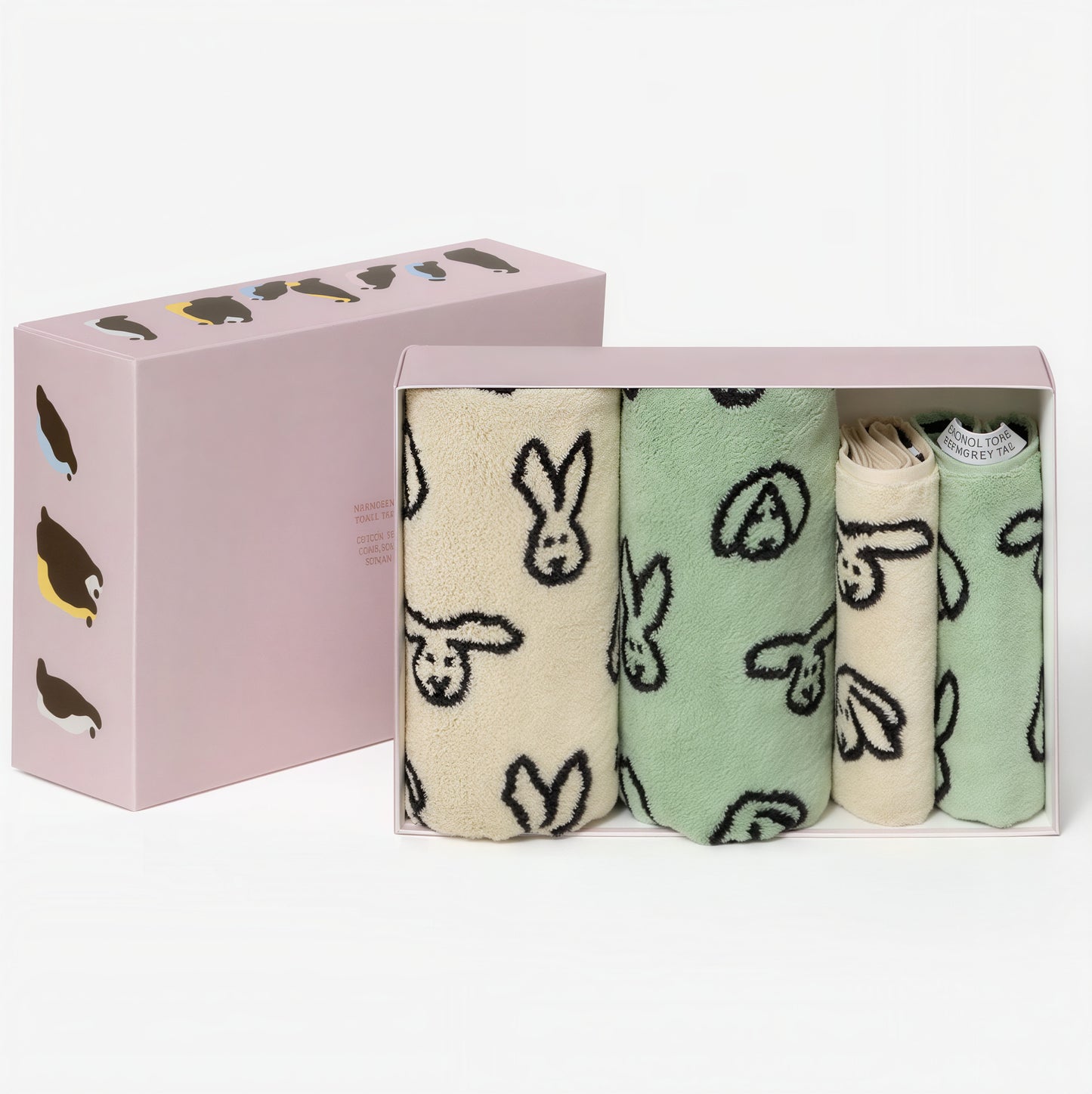 Warmgrey Tail Face & Hand Towel Gift Set (4-Piece)
