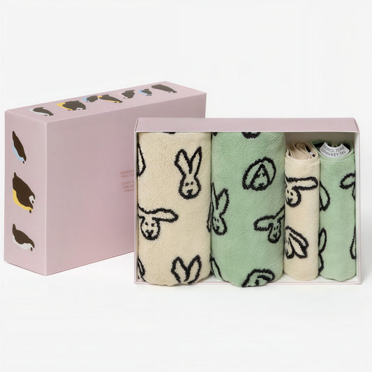 Warmgrey Tail Face & Hand Towel Gift Set (4-Piece)