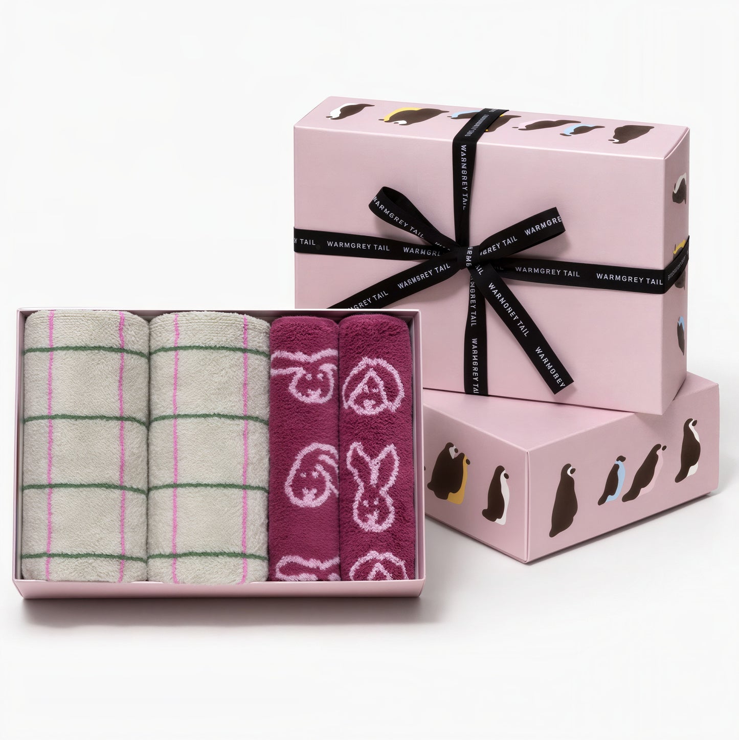 Warmgrey Tail Face & Hand Towel Gift Set (4-Piece)