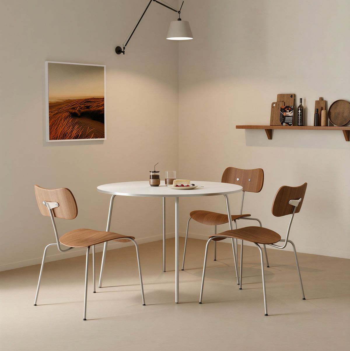 Modern Chrome Round Dining Table - 39.4"