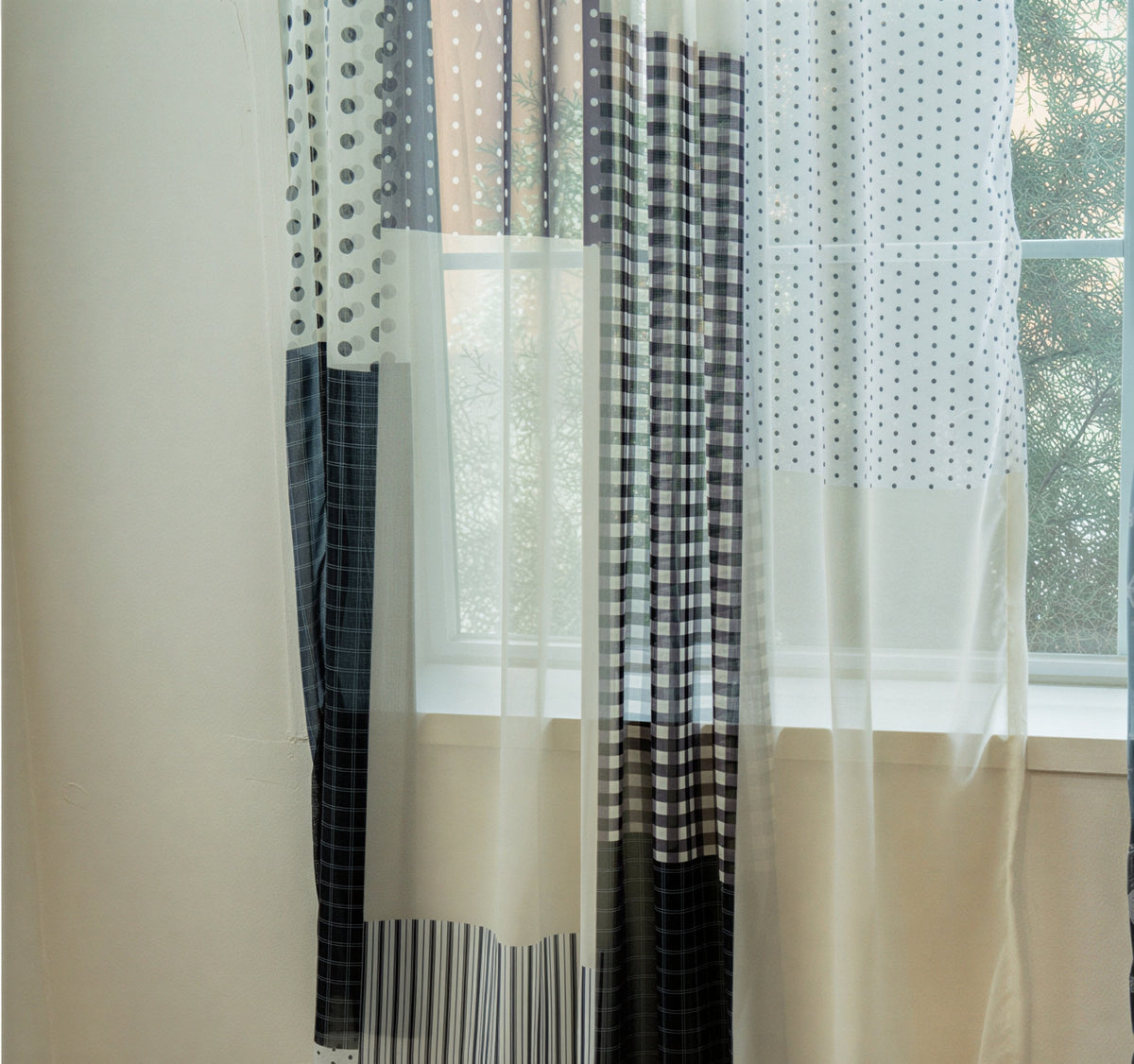 Retro Patchwork Chiffon Door Curtain
