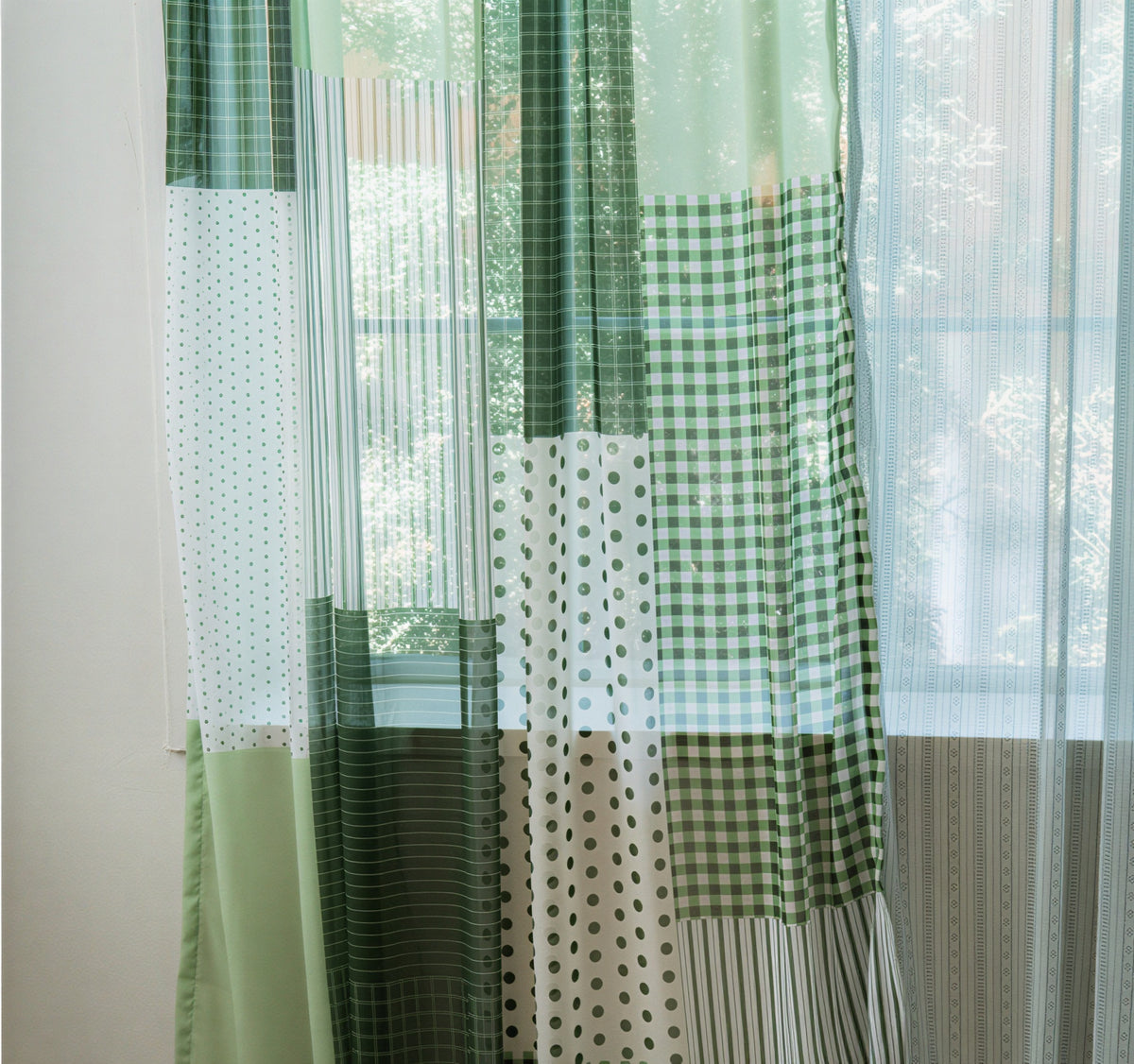 Retro Patchwork Chiffon Door Curtain
