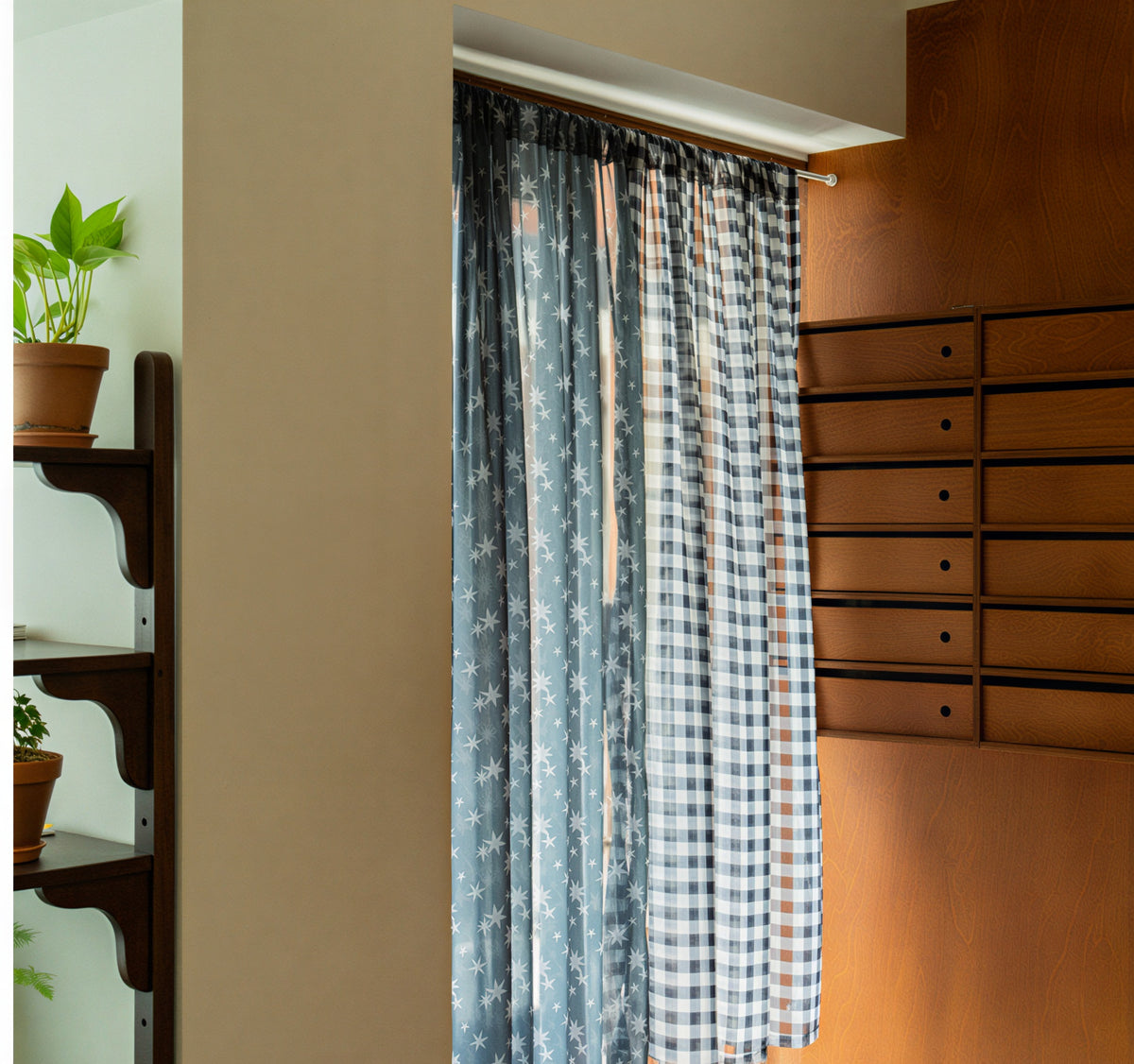 Retro Patchwork Chiffon Door Curtain