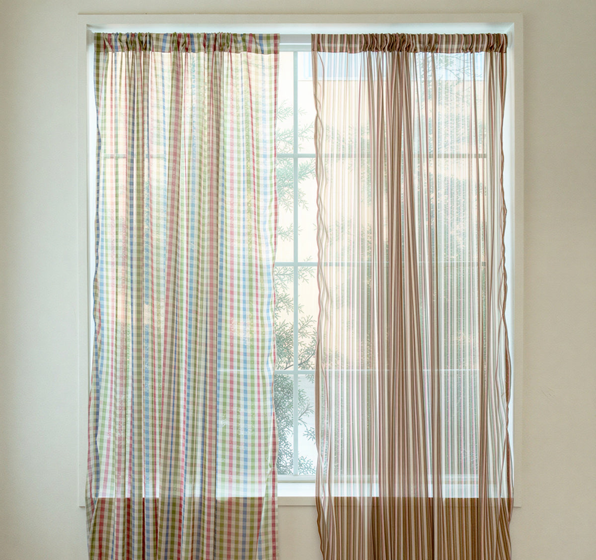 Retro Patchwork Chiffon Door Curtain
