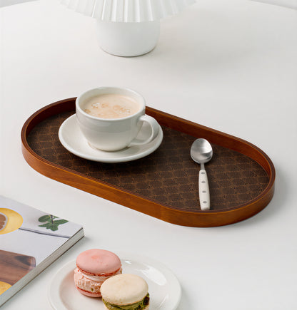 Walnut Wood Glass Tray