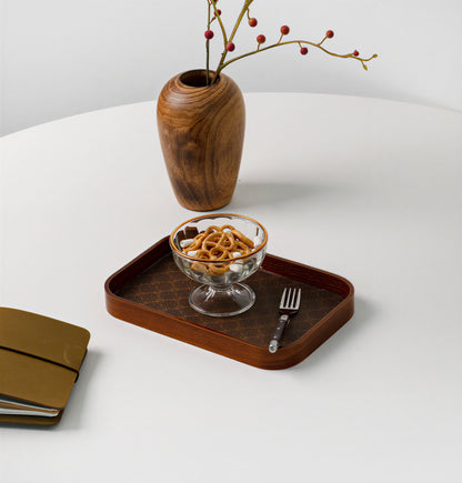Walnut Wood Glass Tray