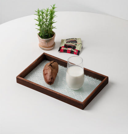 Walnut Wood Glass Tray