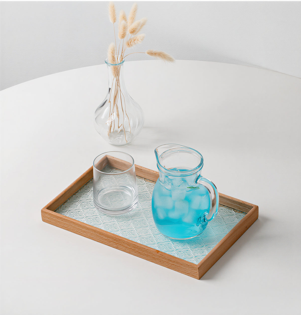 Walnut Wood Glass Tray