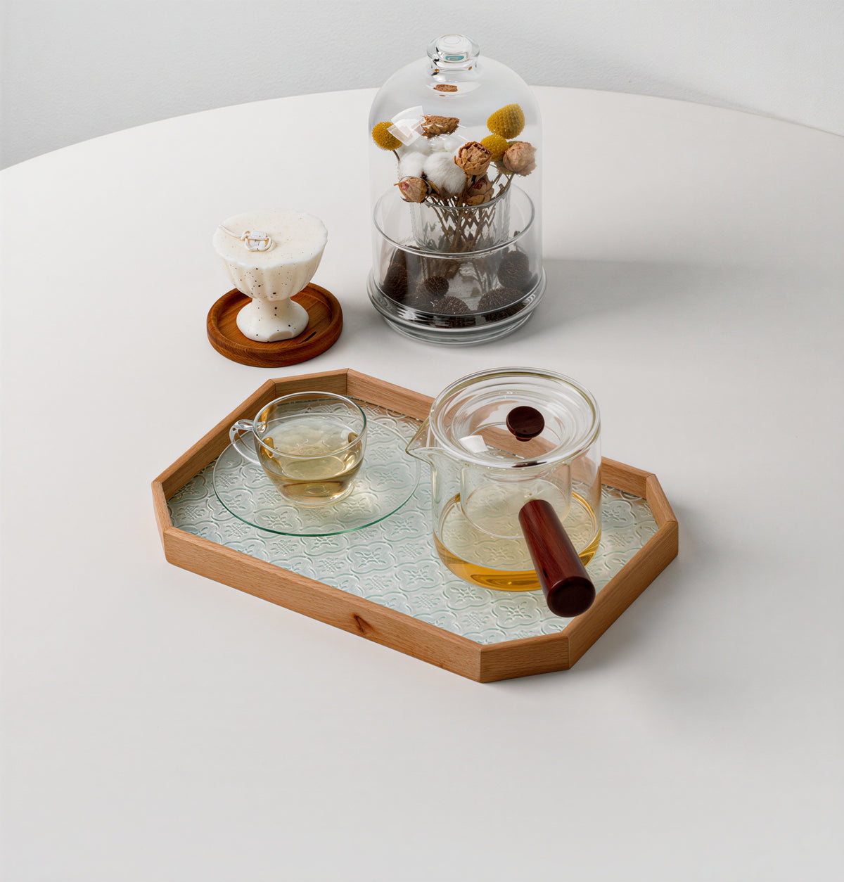 Walnut Wood Glass Tray