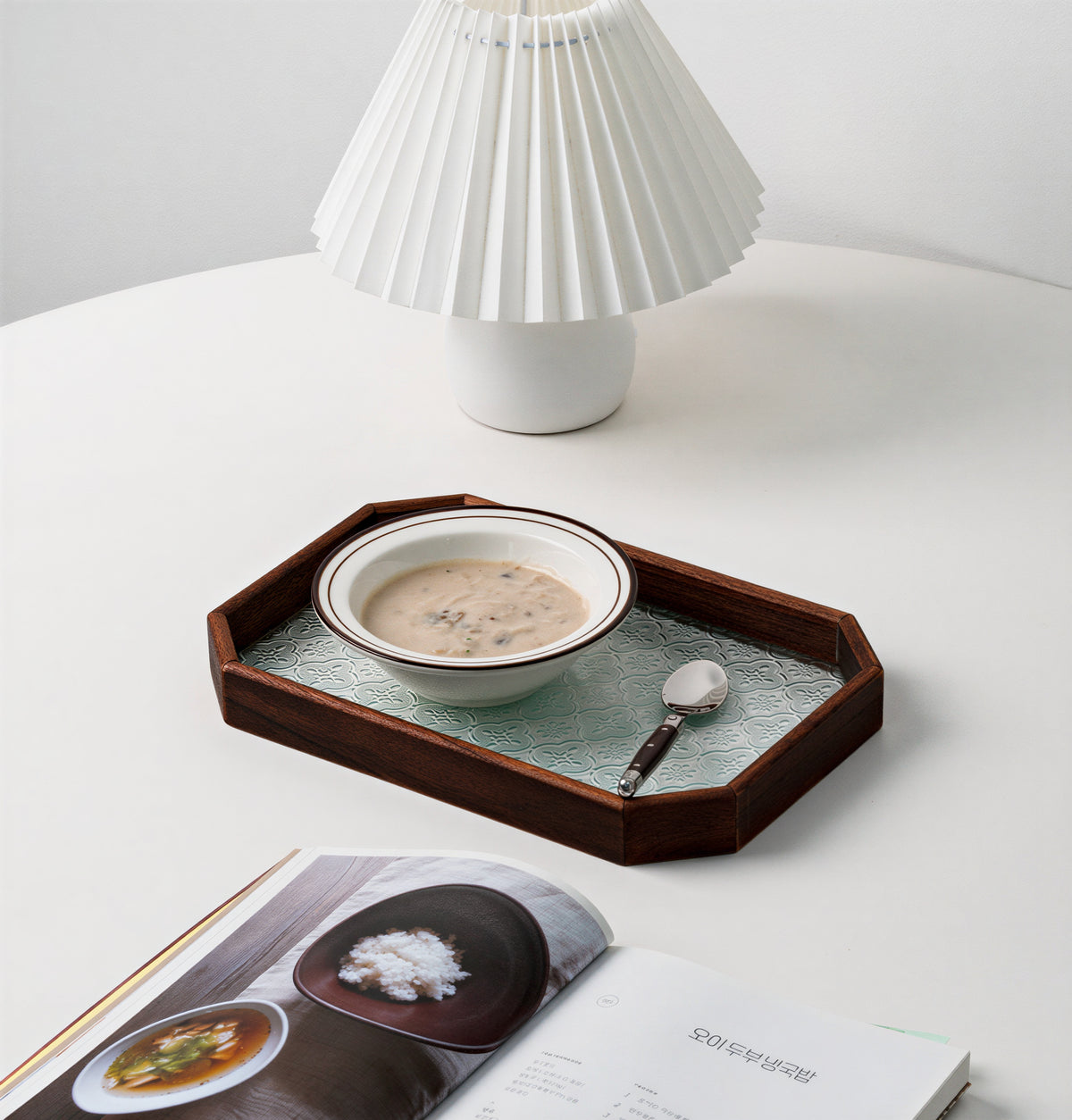 Walnut Wood Glass Tray