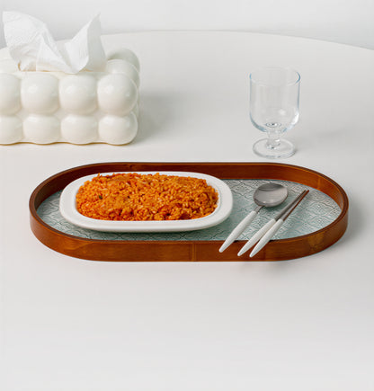Walnut Wood Glass Tray