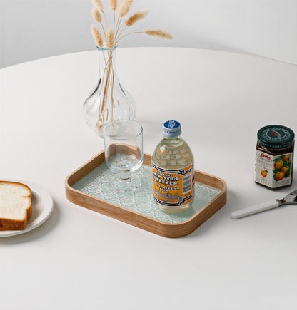 Walnut Wood Glass Tray