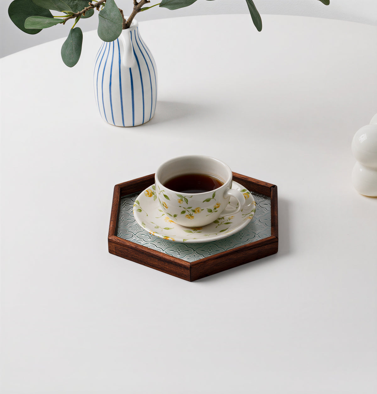 Walnut Wood Glass Tray