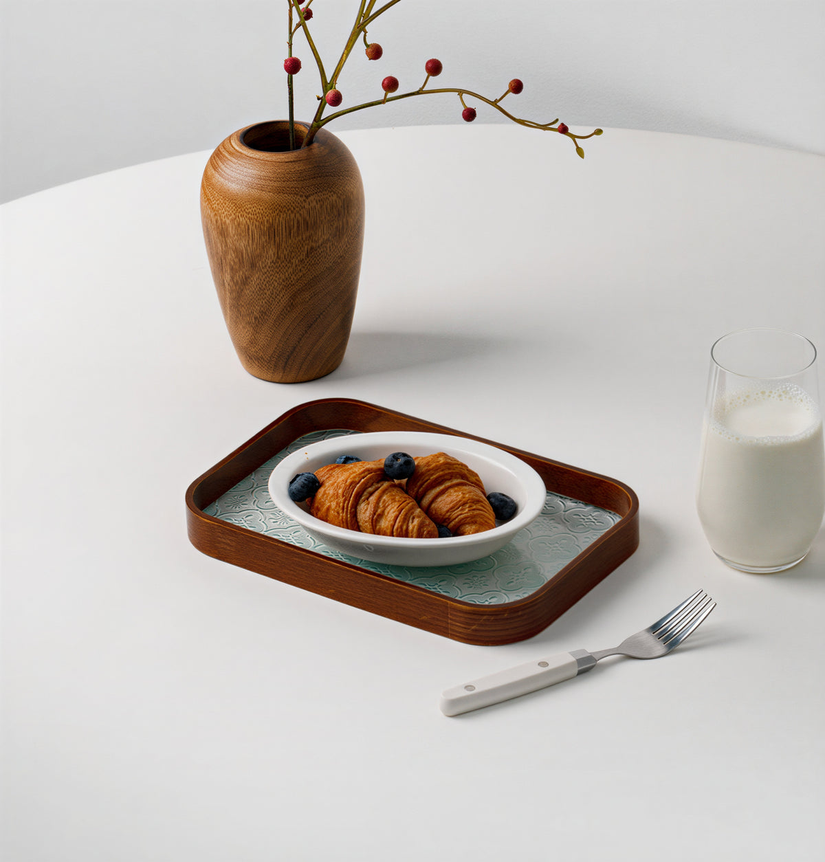 Walnut Wood Glass Tray