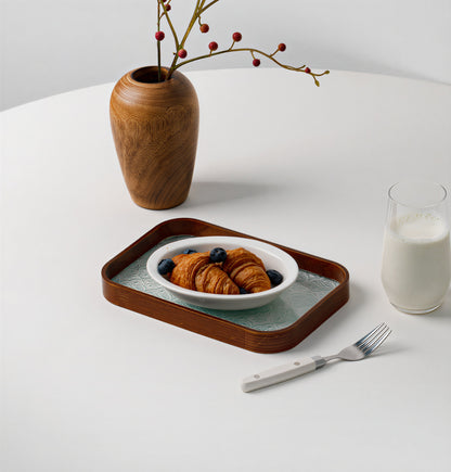 Walnut Wood Glass Tray