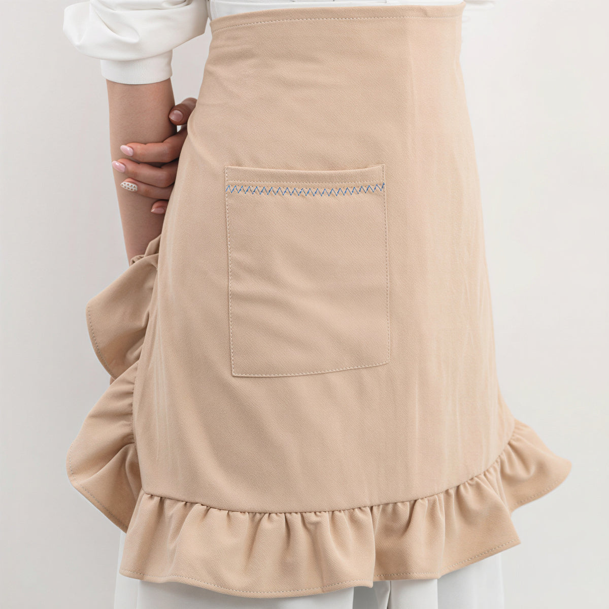 Ruffled Linen-Blend Half Apron