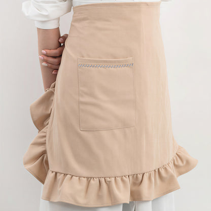 Ruffled Linen-Blend Half Apron