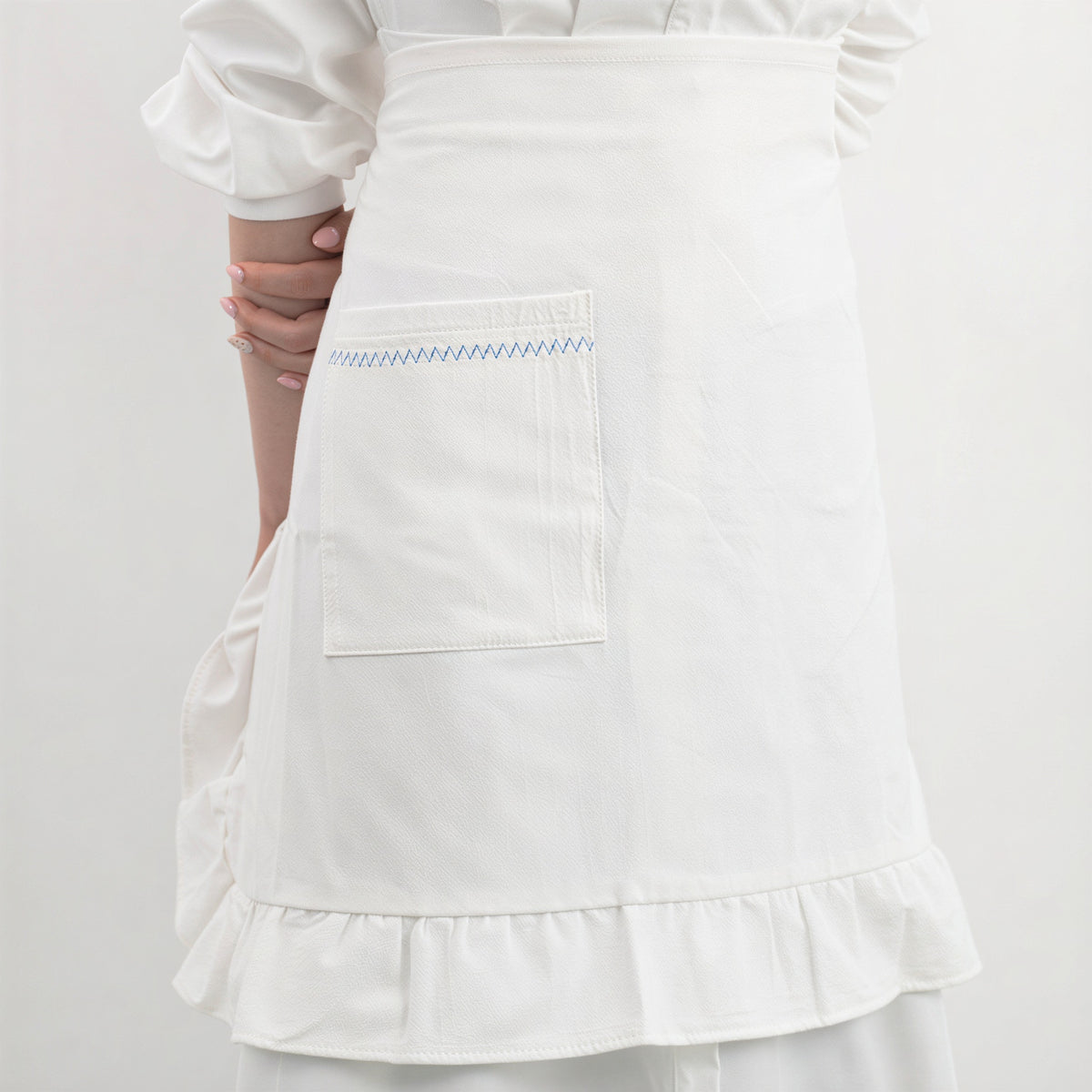 Ruffled Linen-Blend Half Apron