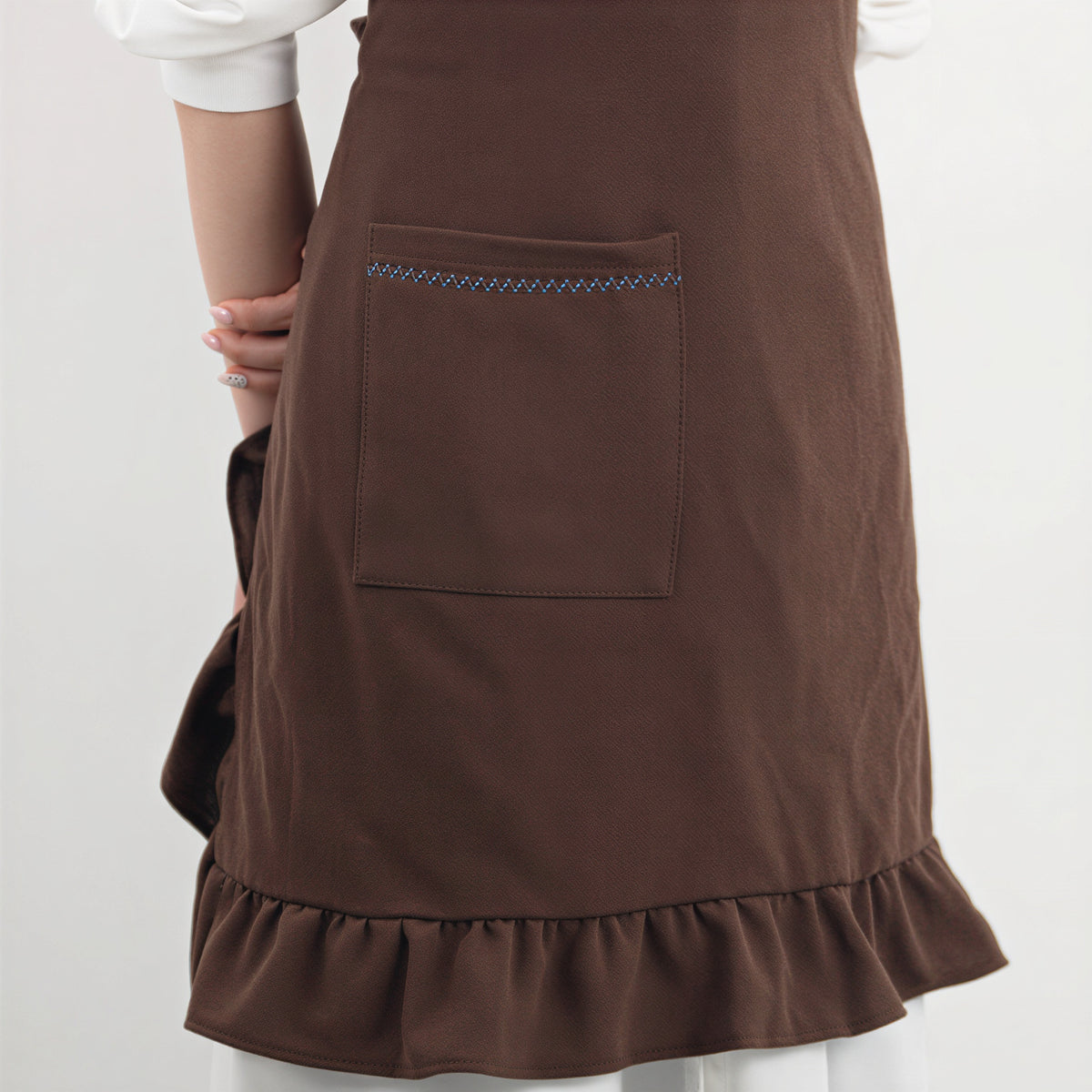 Ruffled Linen-Blend Half Apron