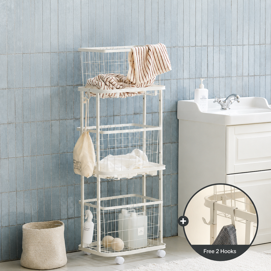 Dove 4-Frame 3-Tier Rolling Laundry Basket Trolley