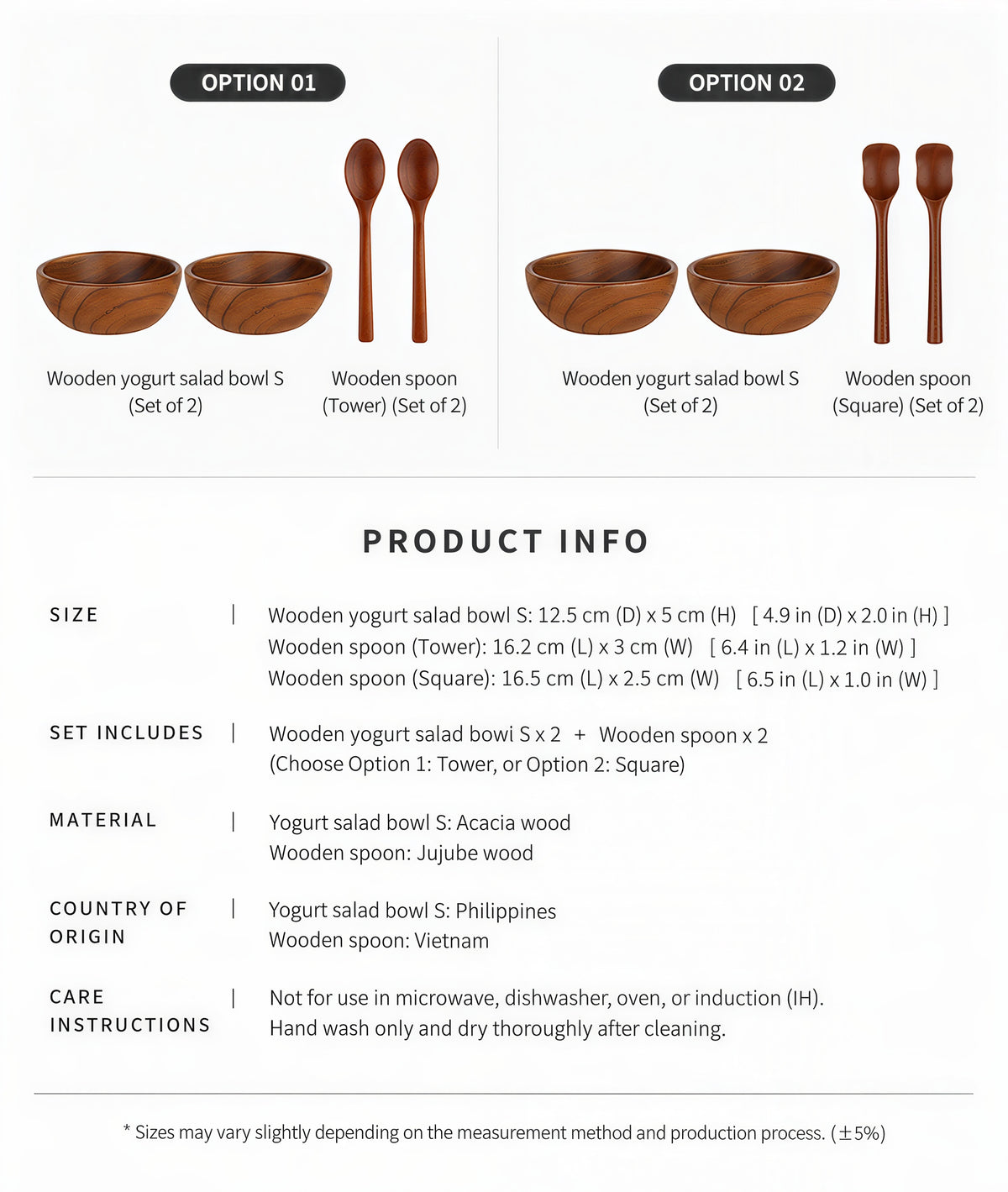 Wood Yogurt Bowl & Spoon Gift Set (4-Piece)
