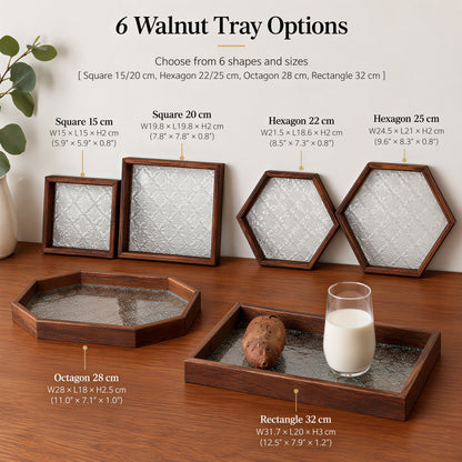 Walnut Wood Glass Tray