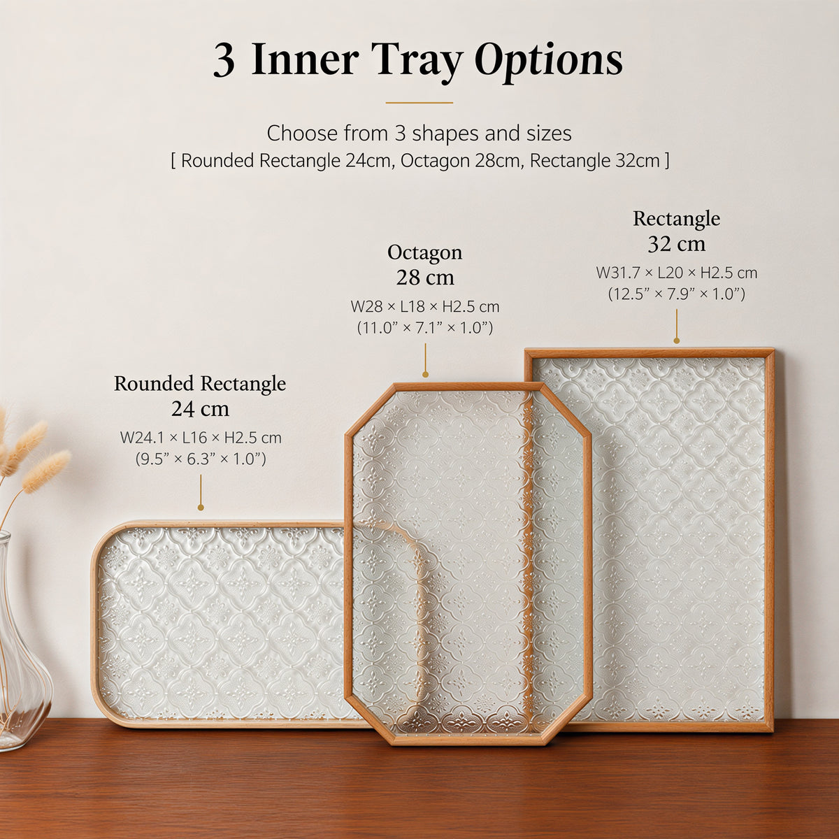 Walnut Wood Glass Tray
