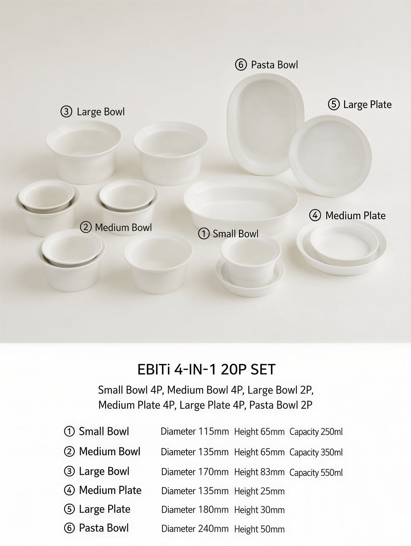 EBT Newlywed Ceramic Dinnerware Set for 4 (20-Piece)