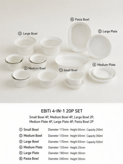 EBT Newlywed Ceramic Dinnerware Set for 4 (20-Piece)