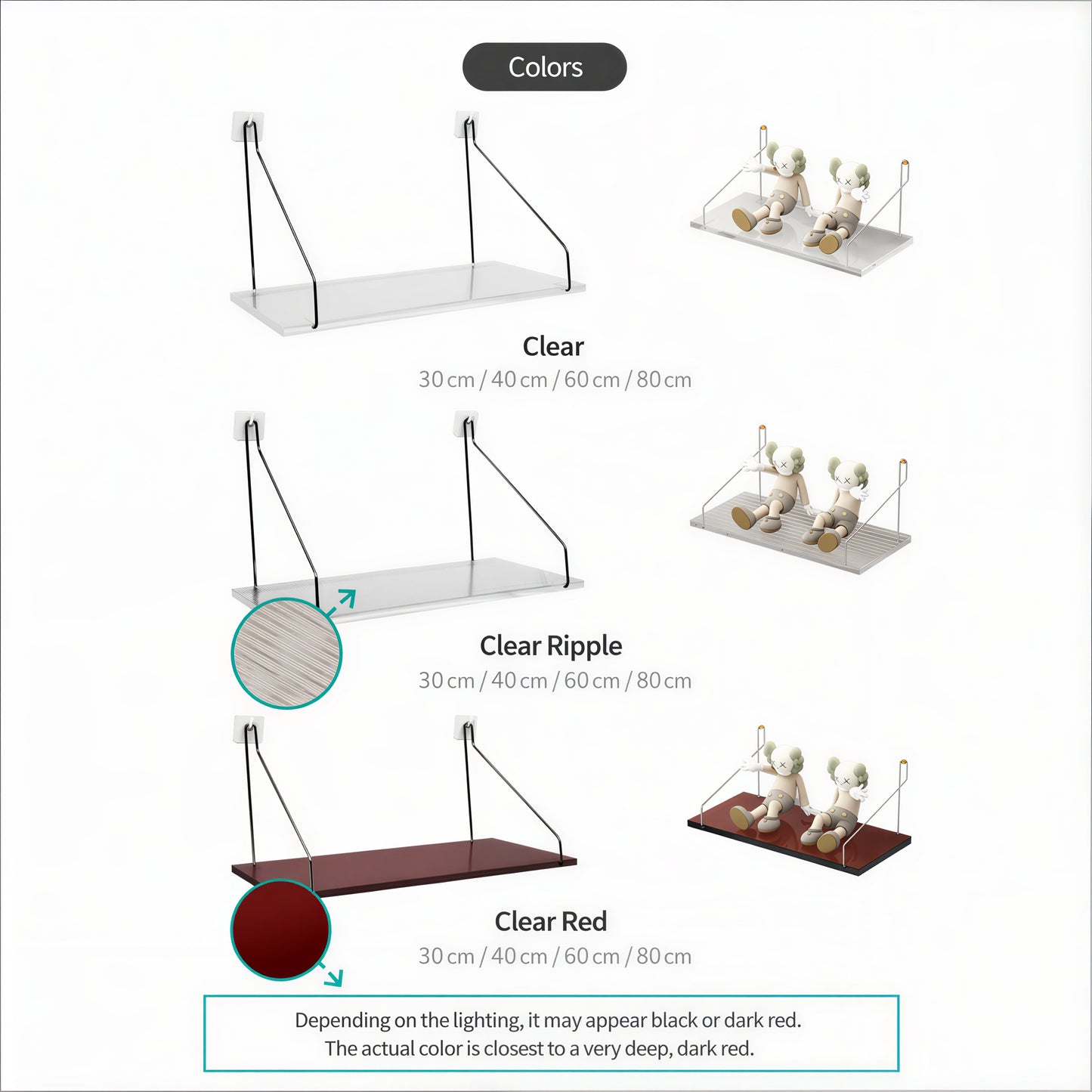 No-Drill Clear Acrylic Wall Shelf